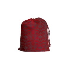 Red Dark Vintage Pattern Drawstring Pouches (small) 