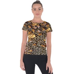 Queen Cup Honeycomb Honey Bee Short Sleeve Sports Top 