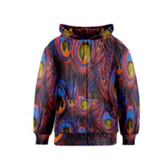 Pretty Peacock Feather Kids  Zipper Hoodie