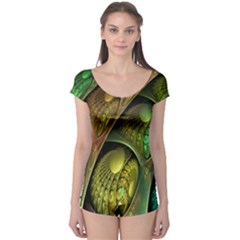 Psytrance Abstract Colored Pattern Feather Boyleg Leotard 