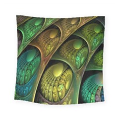 Psytrance Abstract Colored Pattern Feather Square Tapestry (small)