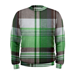 Plaid Fabric Texture Brown And Green Men s Sweatshirt