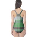 Plaid Fabric Texture Brown And Green One Piece Swimsuit View2