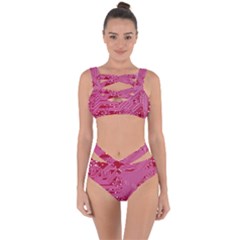 Pink Circuit Pattern Bandaged Up Bikini Set  by BangZart