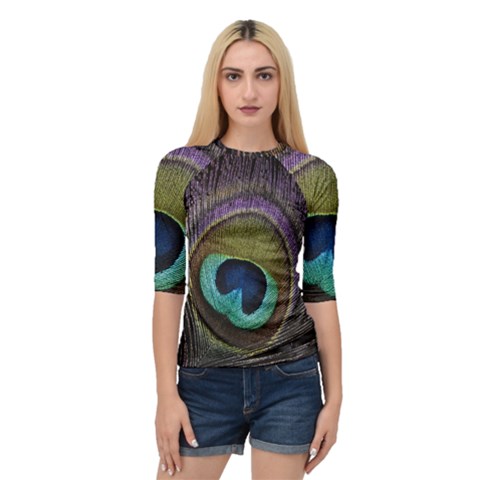 Peacock Feather Quarter Sleeve Tee by BangZart