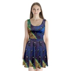 Peacock Feather Retina Mac Split Back Mini Dress 