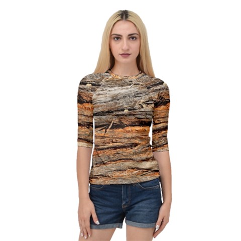 Natural Wood Texture Quarter Sleeve Tee by BangZart