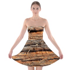 Natural Wood Texture Strapless Bra Top Dress