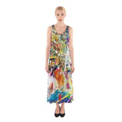 Multicolor Anime Colors Colorful Sleeveless Maxi Dress