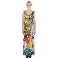 Multicolor Anime Colors Colorful Maxi Thigh Split Dress