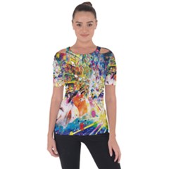 Multicolor Anime Colors Colorful Short Sleeve Top