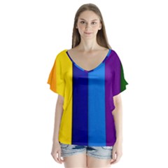 Paper Rainbow Colorful Colors Flutter Sleeve Top by paulaoliveiradesign
