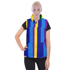 Paper Rainbow Colorful Colors Women s Button Up Puffer Vest by paulaoliveiradesign