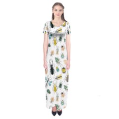 Insect Animal Pattern Short Sleeve Maxi Dress