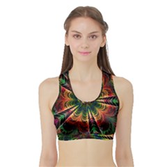 Kaleidoscope Patterns Colors Sports Bra With Border