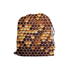 Honey Honeycomb Pattern Drawstring Pouches (large)  by BangZart