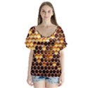 Honey Honeycomb Pattern Flutter Sleeve Top View1