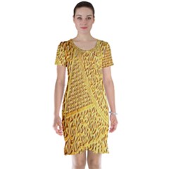 Gold Pattern Short Sleeve Nightdress by BangZart