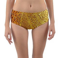 Gold Pattern Reversible Mid-waist Bikini Bottoms