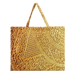 Gold Pattern Zipper Large Tote Bag