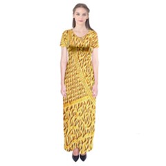 Gold Pattern Short Sleeve Maxi Dress by BangZart