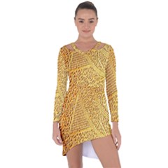 Gold Pattern Asymmetric Cut-out Shift Dress by BangZart