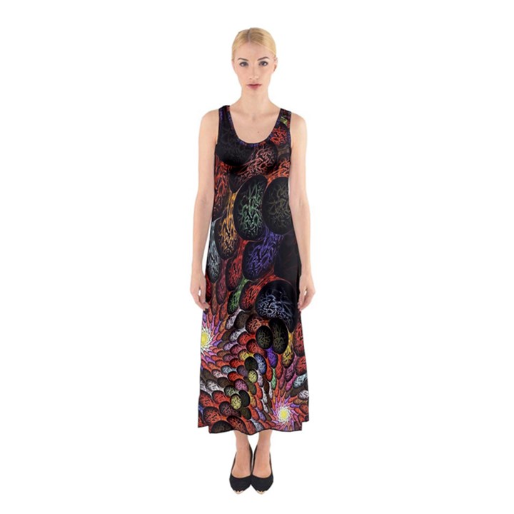 Fractal Swirls Sleeveless Maxi Dress