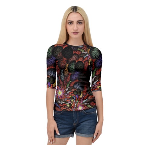 Fractal Swirls Quarter Sleeve Tee by BangZart