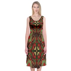 Fractal Kaleidoscope Midi Sleeveless Dress