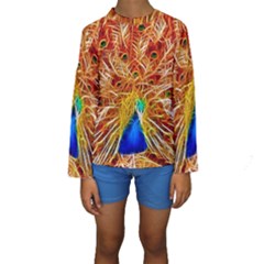 Fractal Peacock Art Kids  Long Sleeve Swimwear