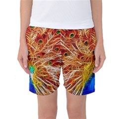 Fractal Peacock Art Women s Basketball Shorts