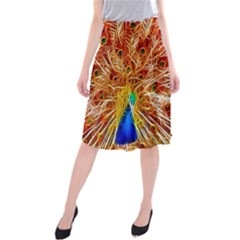 Fractal Peacock Art Midi Beach Skirt