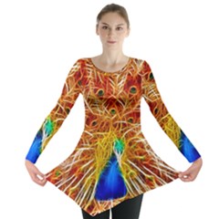 Fractal Peacock Art Long Sleeve Tunic 