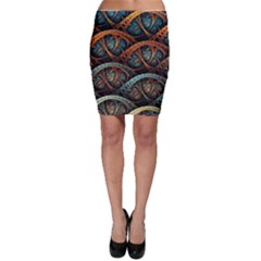 Fractal Art Pattern Flower Art Background Clored Bodycon Skirt