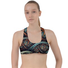 Fractal Art Pattern Flower Art Background Clored Criss Cross Racerback Sports Bra by BangZart