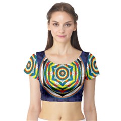 Flower Of Life Universal Mandala Short Sleeve Crop Top (tight Fit) by BangZart