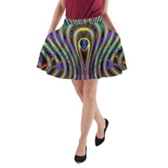 Curves Color Abstract A-line Pocket Skirt