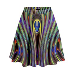 Curves Color Abstract High Waist Skirt