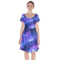 Galaxy Short Sleeve Bardot Dress