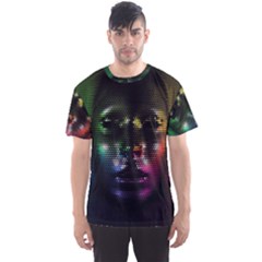 Digital Art Psychedelic Face Skull Color Men s Sports Mesh Tee