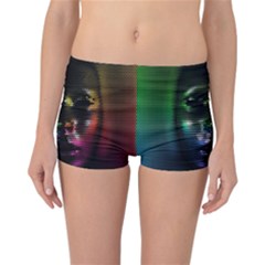 Digital Art Psychedelic Face Skull Color Reversible Boyleg Bikini Bottoms by BangZart