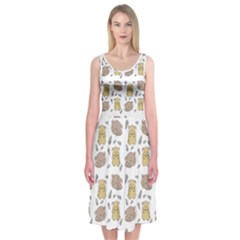 Cute Hamster Pattern Midi Sleeveless Dress