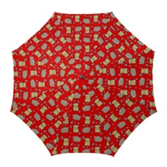 Cute Hamster Pattern Red Background Golf Umbrellas by BangZart