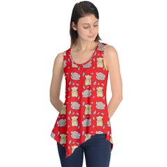 Cute Hamster Pattern Red Background Sleeveless Tunic