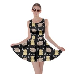 Cute Hamster Pattern Black Background Skater Dress by BangZart