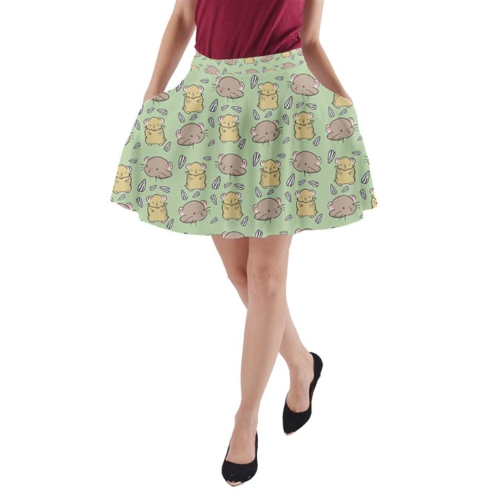 Cute Hamster Pattern A-Line Pocket Skirt