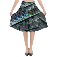 Computer Ram Tech Flared Midi Skirt