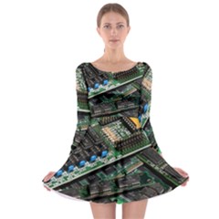 Computer Ram Tech Long Sleeve Skater Dress