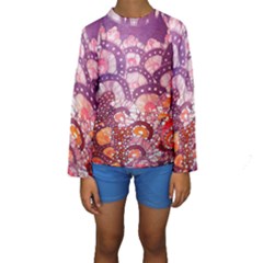 Colorful Art Traditional Batik Pattern Kids  Long Sleeve Swimwear