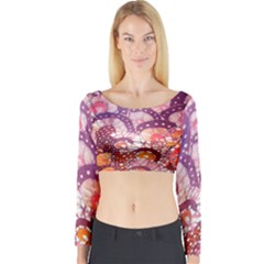 Colorful Art Traditional Batik Pattern Long Sleeve Crop Top